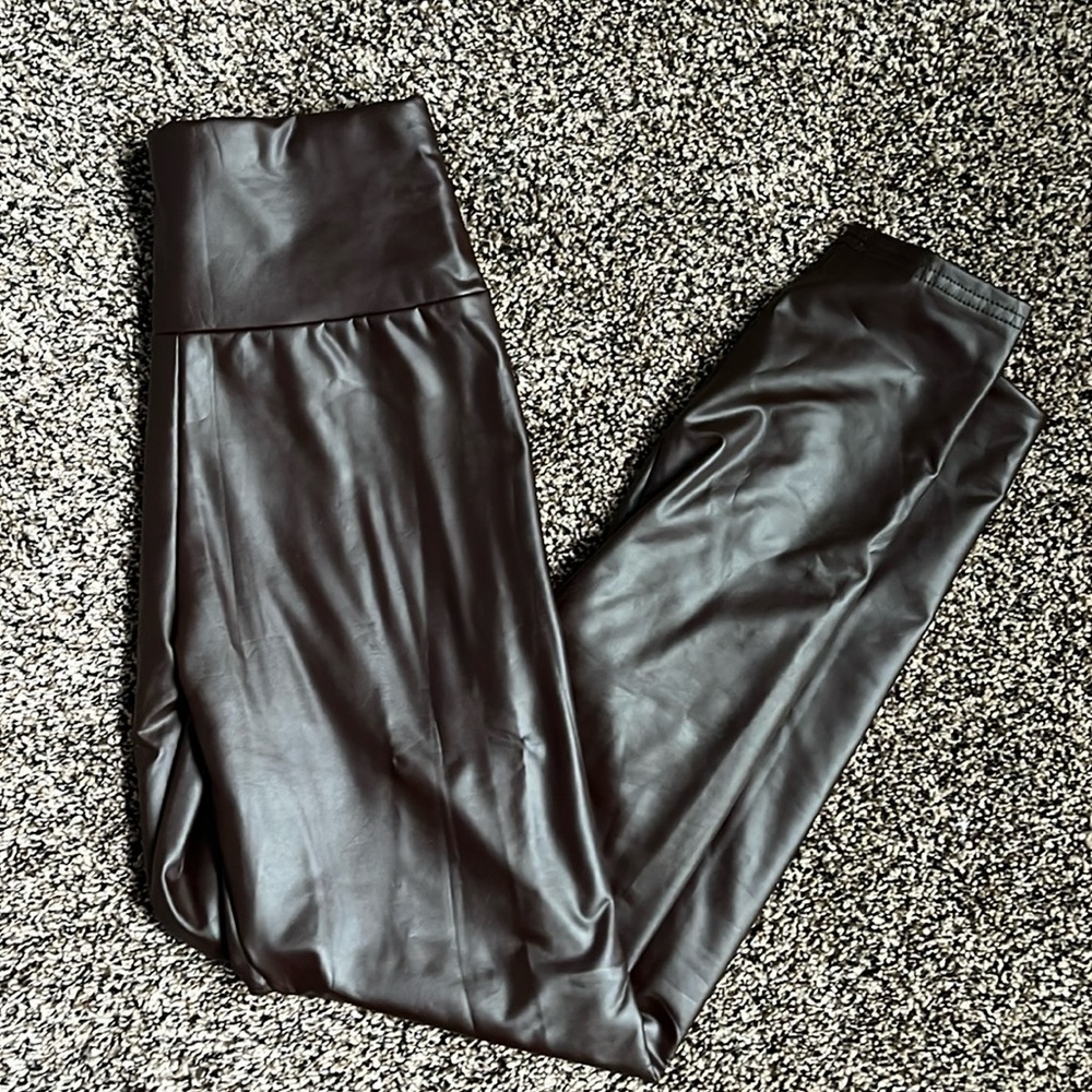 Amazon Brown Faux Leather Legging, NWOT